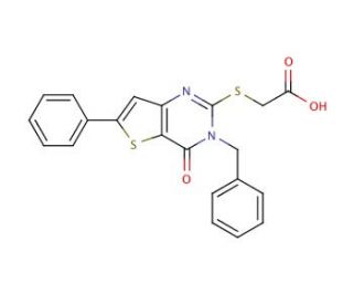 [(3-benzyl-4-oxo-6-phenyl-3,4-dihydrothieno[3,2-d]pyrimidin-2-yl)thio]acetic acid - chemical structure image