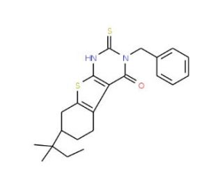 3-Benzyl-7-(1,1-dimethyl-propyl)-2-mercapto-5,6,7,8-tetrahydro-3H-benzo[4,5]thieno[2,3-d]pyrimidin-4-one - chemical structure