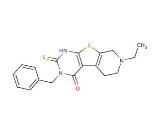 3-Benzyl-7-ethyl-2-mercapto-5,6,7,8-tetrahydro-3H-9-thia-1,3,7-triaza-fluoren-4-one - chemical structure image