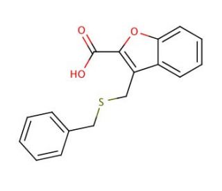 3-Benzylsulfanylmethyl-benzofuran-2-carboxylic acid - chemical structure image