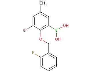3-Bromo-2-(2′-fluorobenzyloxy)-5-methylphenylboronic acid (CAS 849062-18-6) - chemical structure image