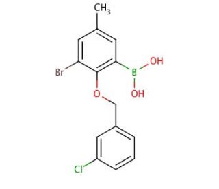 3-Bromo-2-(3′-chlorobenzyloxy)-5-methylphenylboronic acid (CAS 870778-83-9) - chemical structure image