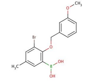 3-Bromo-5-methyl-2-(3′-methoxybenzyloxy)phenylboronic acid (CAS 849062-23-3) - chemical structure image