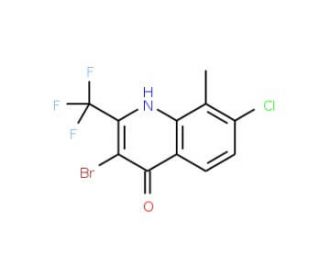 3-Bromo-7-chloro-8-methyl-2-(trifluoromethyl)quinolin-4-ol (CAS 59108-22-4) - chemical structure image