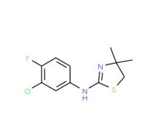 (3-Chloro-4-fluoro-phenyl)-(4,4-dimethyl-4,5-dihydro-thiazol-2-yl)-amine - chemical structure image