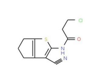 3-chloro-N-(3-cyano-5,6-dihydro-4H-cyclopenta[b]thien-2-yl)propanamide - chemical structure image