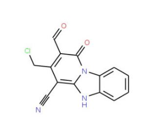 3-(chloromethyl)-2-formyl-1-oxo-1,5-dihydropyrido[1,2-a]benzimidazole-4-carbonitrile - chemical structure image