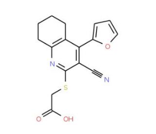 {[3-cyano-4-(2-furyl)-5,6,7,8-tetrahydroquinolin-2-yl]thio}acetic acid (CAS 94640-13-8) - chemical structure image