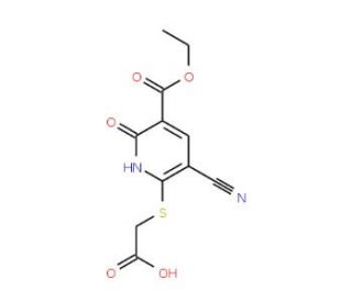 {[3-cyano-5-(ethoxycarbonyl)-6-oxo-1,6-dihydropyridin-2-yl]thio}acetic acid (CAS 851175-99-0) - chemical structure image