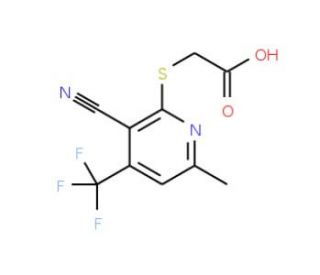 {[3-cyano-6-methyl-4-(trifluoromethyl)pyridin-2-yl]thio}acetic acid (CAS 299198-23-5) - chemical structure image