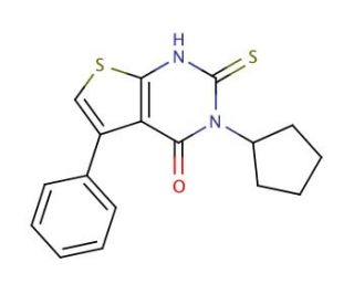 3-cyclopentyl-2-mercapto-5-phenylthieno[2,3-d]pyrimidin-4(3H)-one - chemical structure image