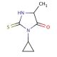 3-cyclopropyl-2-mercapto-5-methyl-3,5-dihydro-4H-imidazol-4-one - chemical structure image