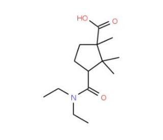 3-Diethylcarbamoyl-1,2,2-trimethyl-cyclopentanecarboxylic acid - chemical structure image