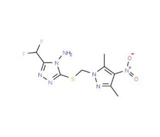 3-(Difluoromethyl)-5-{[(3,5-dimethyl-4-nitro-1H-pyrazol-1-yl)methyl]thio}-4H-1,2,4-triazol-4-amine - chemical structure image