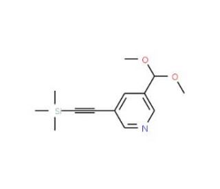 3-Dimethoxymethyl-5-trimethylsilanylethynyl-pyridine (CAS 879326-80-4) - chemical structure image