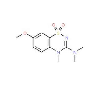 3-(Dimethylamino)-7-methoxy-4-methyl-4H-1,2,4-benzothiadiazin-1,1-dioxide - chemical structure image