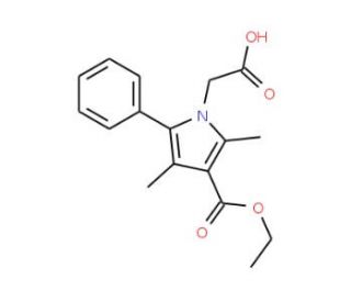 [3-(Ethoxycarbonyl)-2,4-dimethyl-5-phenyl-1H-pyrrol-1-yl]acetic acid - chemical structure image