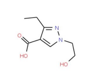 3-ethyl-1-(2-hydroxyethyl)-1H-pyrazole-4-carboxylic acid - chemical structure image
