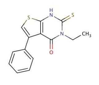 3-Ethyl-2-mercapto-5-phenyl-3H-thieno[2,3-d]pyrimidin-4-one (CAS 132605-28-8) - chemical structure image