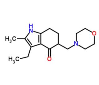 3-ethyl-2-methyl-5-(morpholin-4-ylmethyl)-4,5,6,7-tetrahydro-1H-indol-4-one (CAS 7416-34-4) - chemical structure image