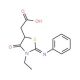 (3-Ethyl-4-oxo-2-phenylimino-thiazolidin-5-yl)-acetic acid - chemical structure image