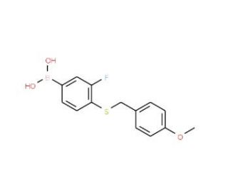 3-Fluoro-4-(4-methoxybenzylthio)phenylboronic acid (CAS 1072946-13-4) - chemical structure image