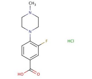 3-fluoro-4-(4-methylpiperazin-1-yl)benzoic acid hydrochloride - chemical structure image