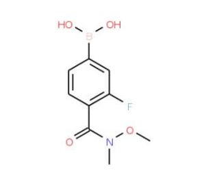 3-Fluoro-4-(N-methoxy-N-methylcarbamoyl)benzeneboronic acid (CAS 913835-59-3) - chemical structure image