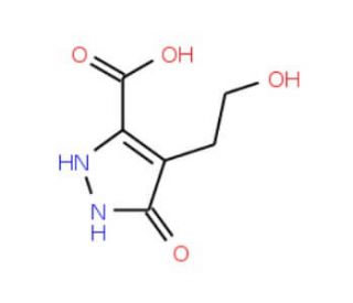 3-hydroxy-4-(2-hydroxyethyl)-1H-pyrazole-5-carboxylic acid (CAS 42562-56-1) - chemical structure image