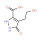 3-hydroxy-4-(2-hydroxyethyl)-1H-pyrazole-5-carboxylic acid (CAS 42562-56-1) - chemical structure image