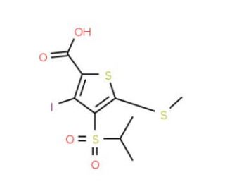 3-Iodo-4-(isopropylsulfonyl)-5-(methylthio)-thiophene-2-carboxylic acid - chemical structure image