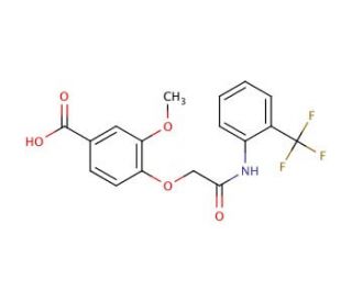 3-Methoxy-4-[(2-trifluoromethyl-phenylcarbamoyl)-methoxy]-benzoic acid - chemical structure image