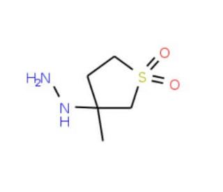 (3-Methyl-1,1-dioxo-tetrahydro-1lambda*6*-thiophen-3-yl)-hydrazine (CAS 874-96-4) - chemical structure image