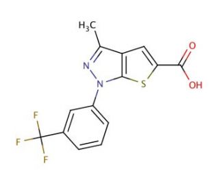 3-Methyl-1-(3-trifluoromethyl-phenyl)-1H-thieno[2,3-c]pyrazole-5-carboxylic acid - chemical structure image