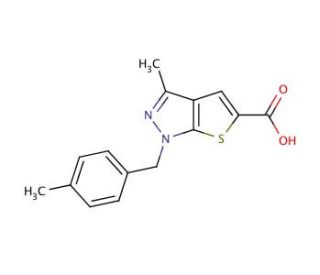 3-methyl-1-(4-methylbenzyl)-1H-thieno[2,3-c]pyrazole-5-carboxylic acid - chemical structure image