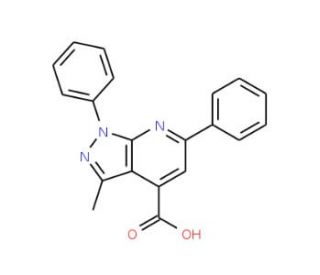3-Methyl-1,6-diphenyl-1H-pyrazolo[3,4-b]pyridine-4-carboxylic acid - chemical structure image