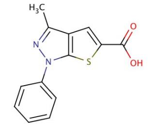 3-Methyl-1-phenyl-1H-thieno[2,3-c]pyrazole-5-carboxylic acid (CAS 24086-27-9) - chemical structure image