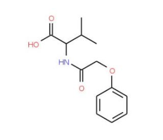 3-methyl-2-[(phenoxyacetyl)amino]butanoic acid (CAS 39864-48-7) - chemical structure image