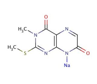 3-Methyl-2-methylthio-4,7(3H,8H)-pteridinedione, Sodium Salt (CAS 199789-54-3) - chemical structure image