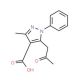 3-Methyl-5-(2-oxo-propyl)-1-phenyl-1H-pyrazole-4-carboxylic acid (CAS 294874-70-7) - chemical structure image
