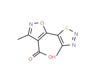 3-Methyl-5-(4-methyl-1,2,3-thiadiazol-5-yl)isoxazole-4-carboxylic acid (CAS 263385-59-7) - chemical structure image