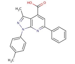 3-Methyl-6-phenyl-1-p-tolyl-1H-pyrazolo[3,4-b]pyridine-4-carboxylic acid - chemical structure image