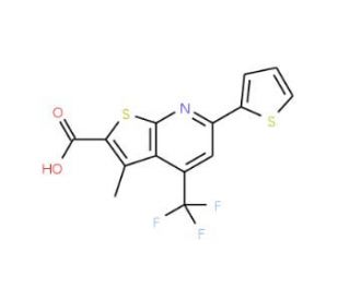 3-Methyl-6-thiophen-2-yl-4-trifluoromethyl-thieno[2,3-b]pyridine-2-carboxylic acid - chemical structure image