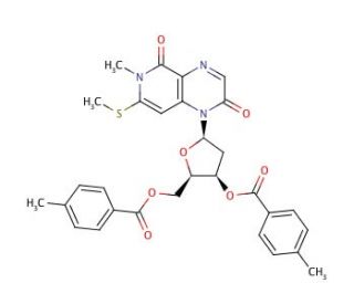 3-Methyl-8-(2&prime;-deoxy-3&prime;,5&prime;-di-O-toluoyl-&alpha;-D-ribofuranosyl)isoxanthopterin - chemical structure image