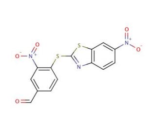3-nitro-4-[(6-nitro-1,3-benzothiazol-2-yl)thio]benzaldehyde - chemical structure image