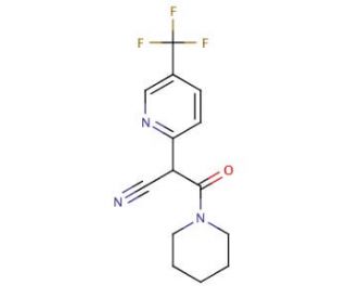 3-oxo-3-piperidin-1-yl-2-[5-(trifluoromethyl)pyridin-2-yl]propanenitrile - chemical structure image