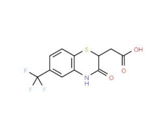 [3-oxo-6-(trifluoromethyl)-3,4-dihydro-2H-1,4-benzothiazin-2-yl]acetic acid (CAS 7196-94-3) - chemical structure image