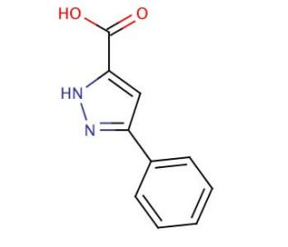 3-Phenyl-1H-pyrazole-5-carboxylic acid (CAS 1134-49-2) - chemical structure image