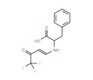 3-Phenyl-2-(4,4,4-trifluoro-3-oxo-but-1-enylamino)-propionic acid (CAS 133992-79-7) - chemical structure image