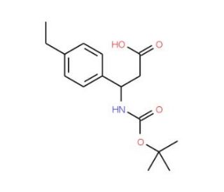 3-tert-Butoxycarbonylamino-3-(4-ethyl-phenyl)-propionic acid (CAS 284493-61-4) - chemical structure image